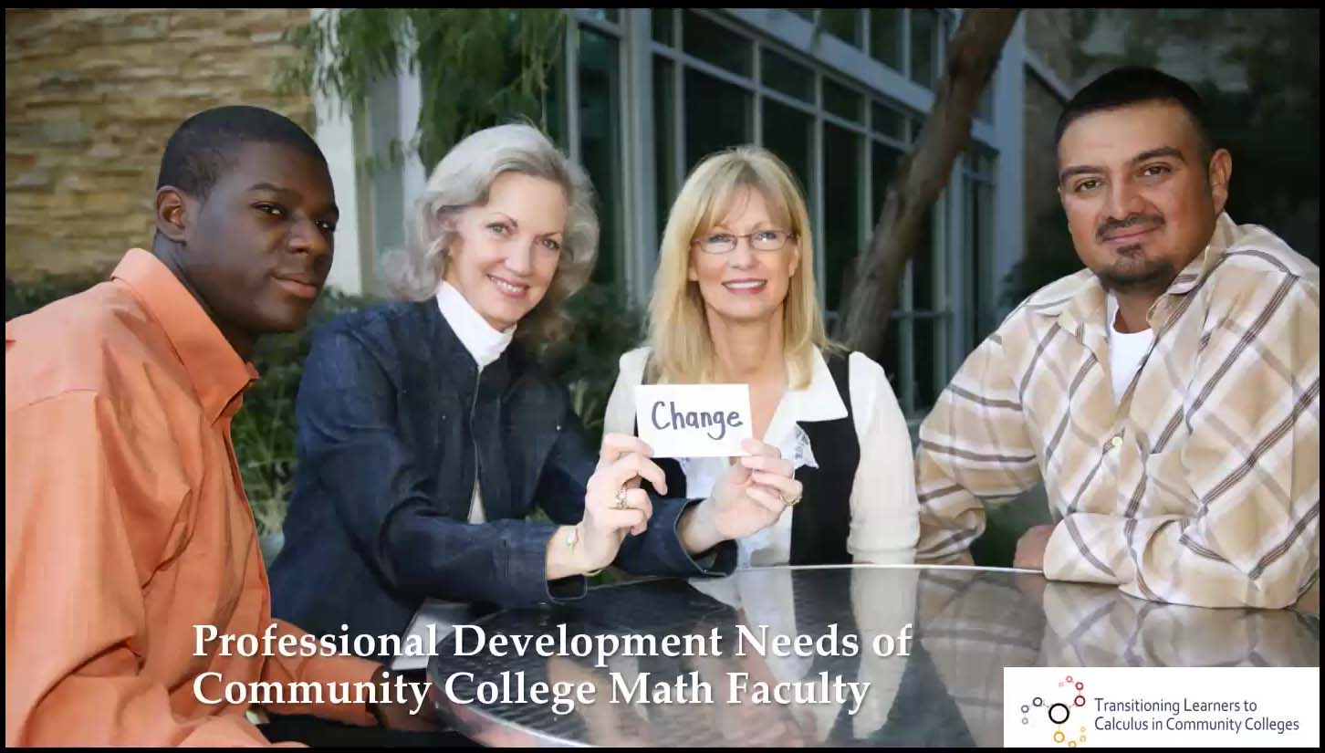 math faculty at table with card with the word change