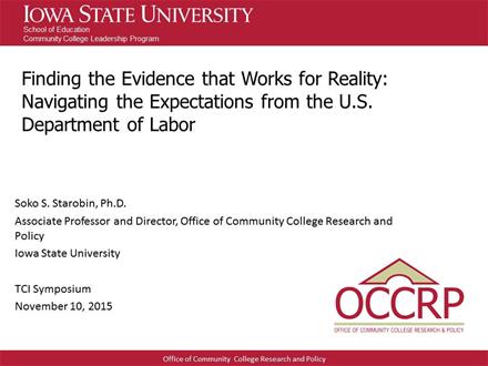 Iowa State University - Finding the Evidence that Works for Reality: Navigating the Expectations from the U.S. Department of Labor