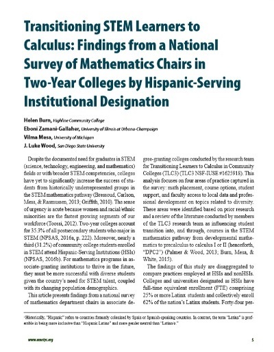 Transitioning STEM Learners to Calculus Transitioning STEM Learners to Calculus